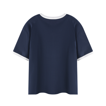 Contrast Edge Ribbed Crewneck T-Shirt