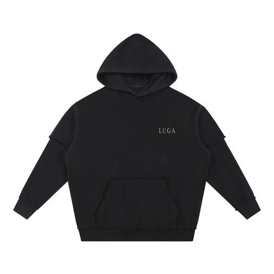 NOT EVERYTHING IS SEEN Washed Raw Edge Double Layered Hoodie
