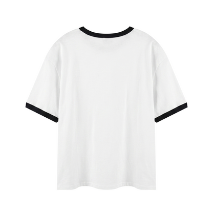 Contrast Edge Ribbed Crewneck T-Shirt