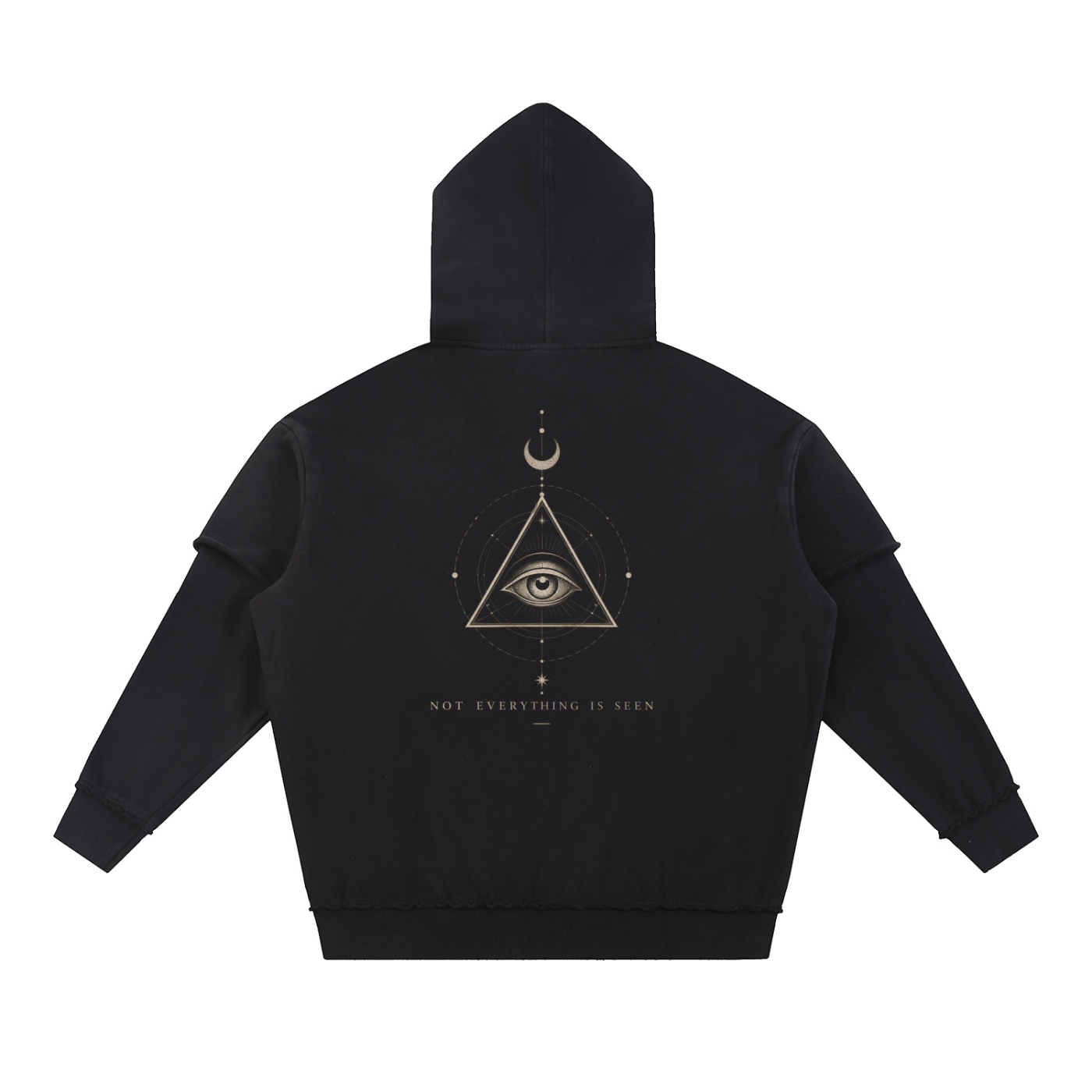 NOT EVERYTHING IS SEEN Washed Raw Edge Double Layered Hoodie