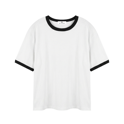 Contrast Edge Ribbed Crewneck T-Shirt