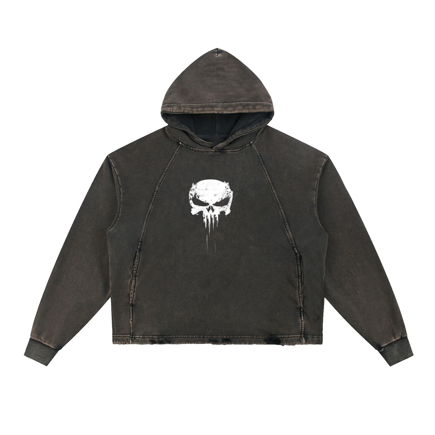 Vintage Washed Frayed-Hem Hoodie