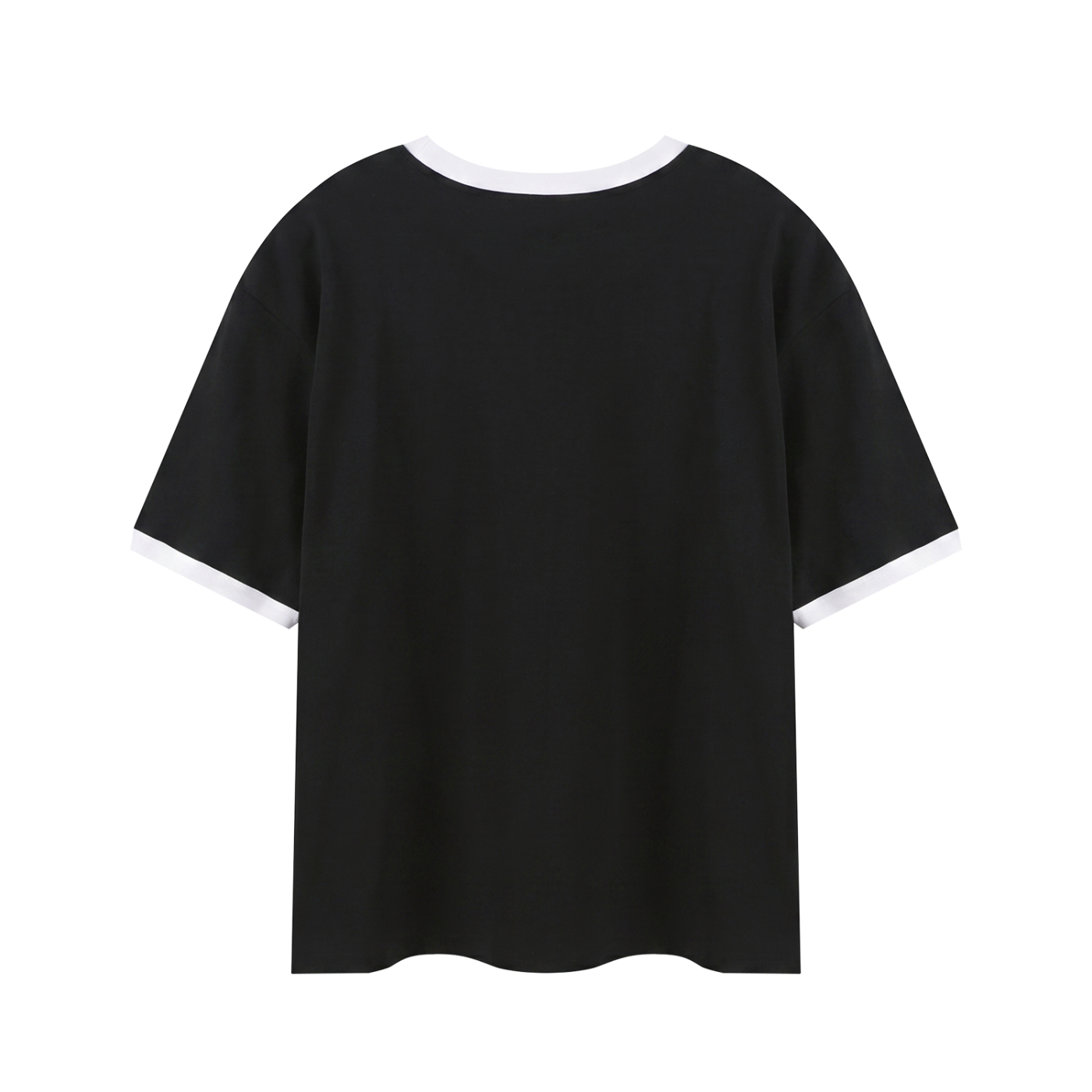Contrast Edge Ribbed Crewneck  BLACK T-Shirt
