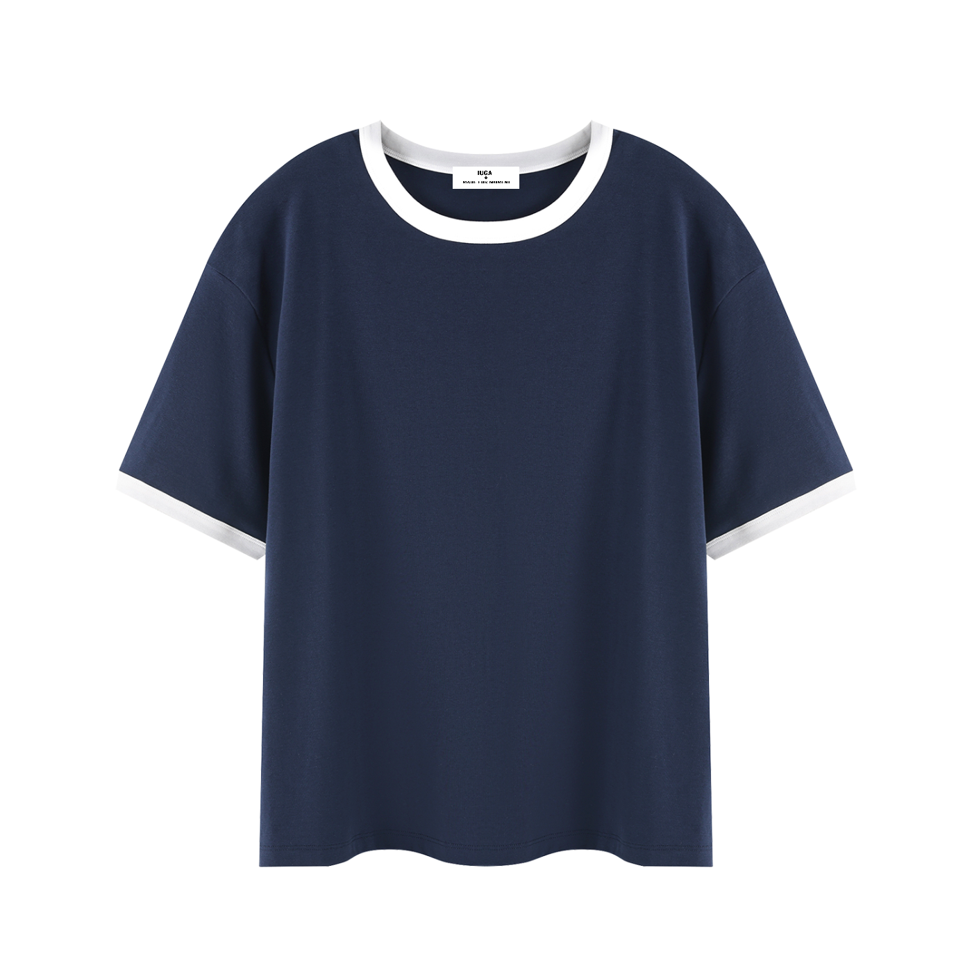 Contrast Edge Ribbed Crewneck T-Shirt