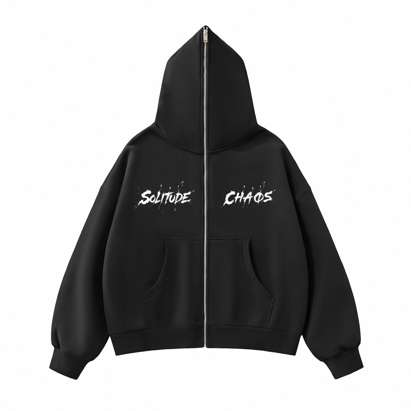 SOLITUDE & CHAOS | Full-Zip Boxy Hoodie